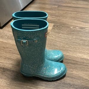Hunter Kids Blue Glitter Boots